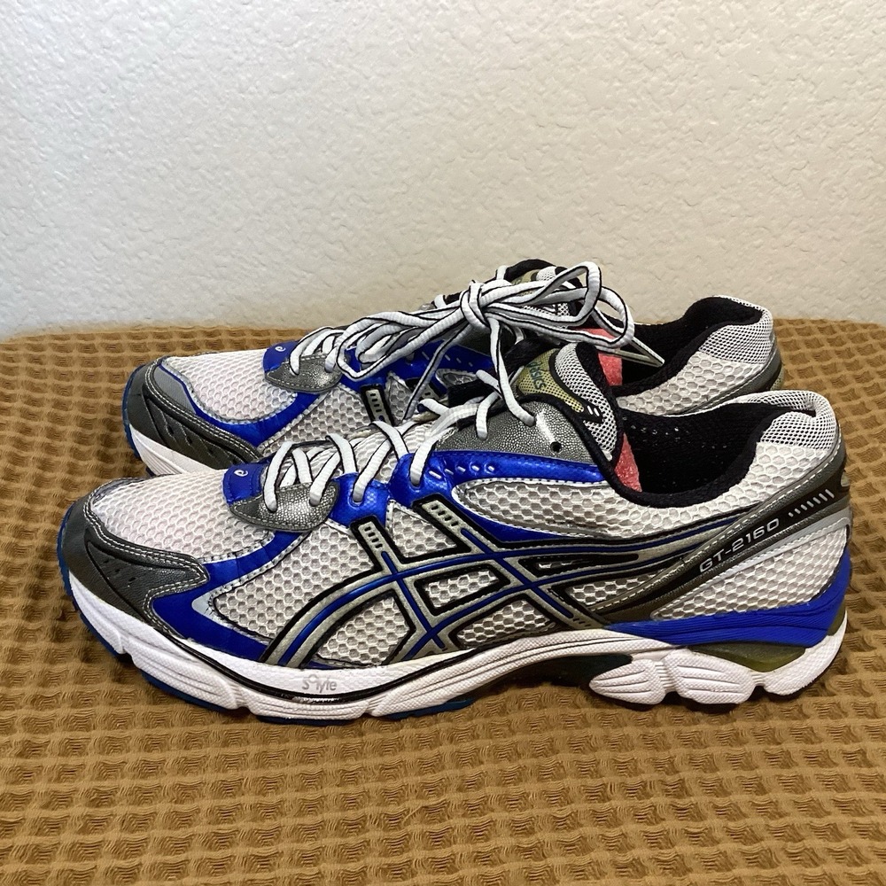 VTG Y2k Asics GT-2160 Mens Sz 12 Running Shoes Sneakers White Blue T104N Gel